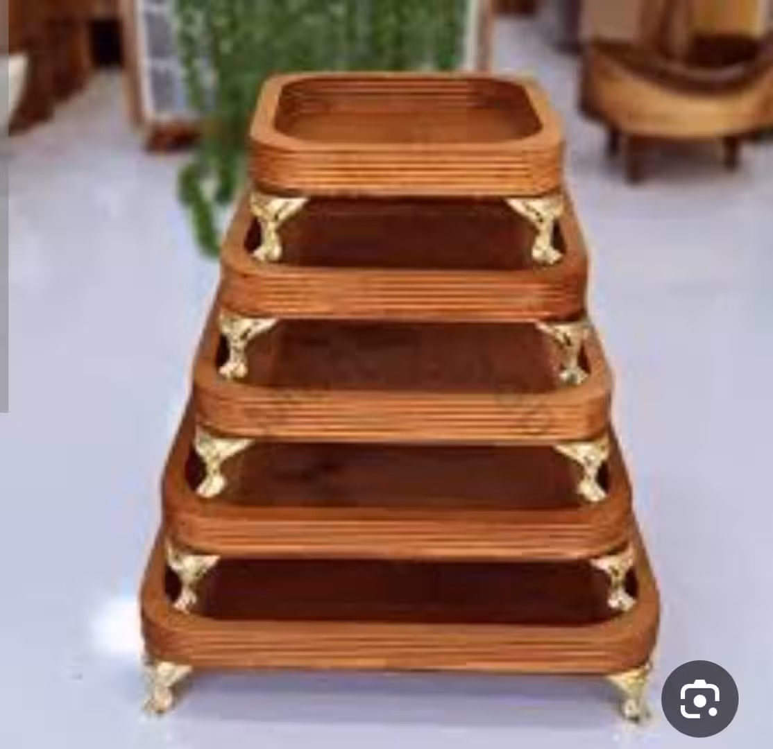 ظرف چوب روس مربع پایه دار 5 پارچه