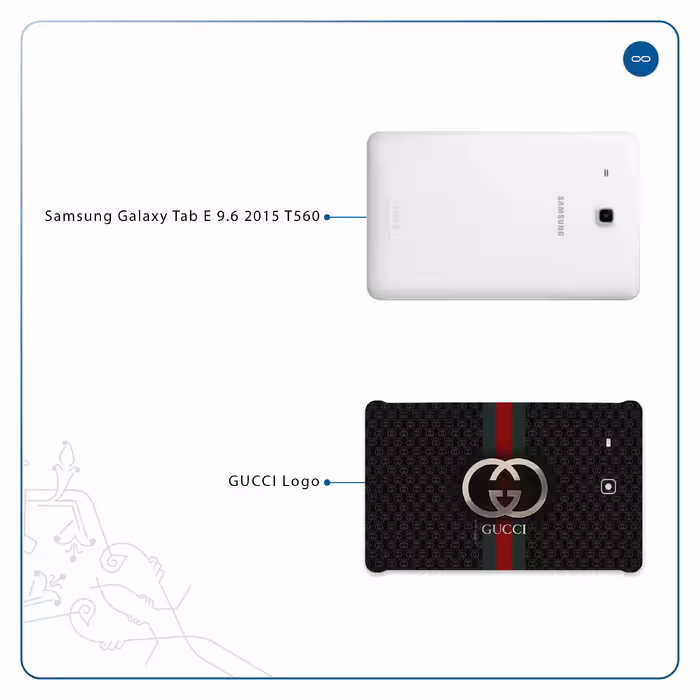 برچسب پوششی ماهوت مدل GUCCI-Logo مناسب برای تبلت سامسونگ Galaxy Tab E 9.6 2015 T560