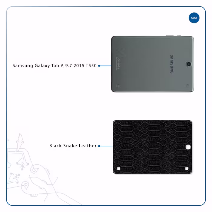 برچسب پوششی ماهوت مدل Black-Snake-Leather مناسب برای تبلت سامسونگ Galaxy Tab A 9.7 2015 T550