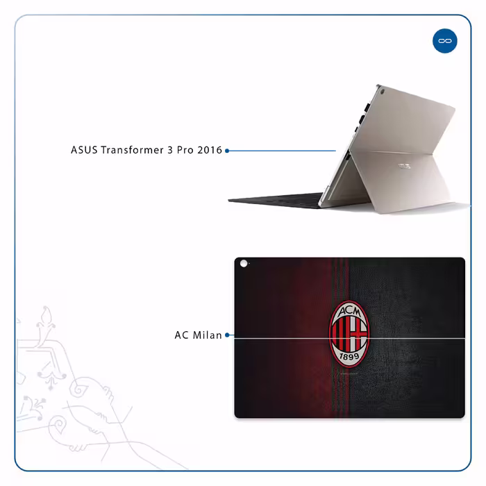 برچسب پوششی ماهوت مدل AC-Milan مناسب برای تبلت ایسوس Transformer 3 Pro 2016