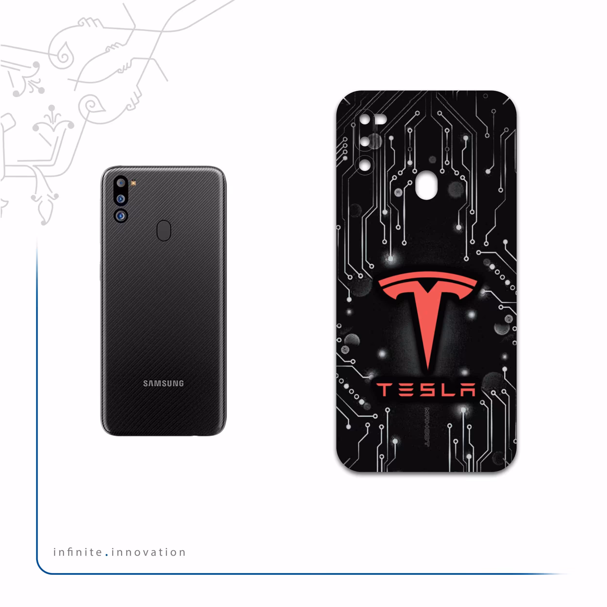 برچسب پوششی ماهوت مدل TESLA مناسب برای گوشی موبایل سامسونگ Galaxy M21 (2021) Edition