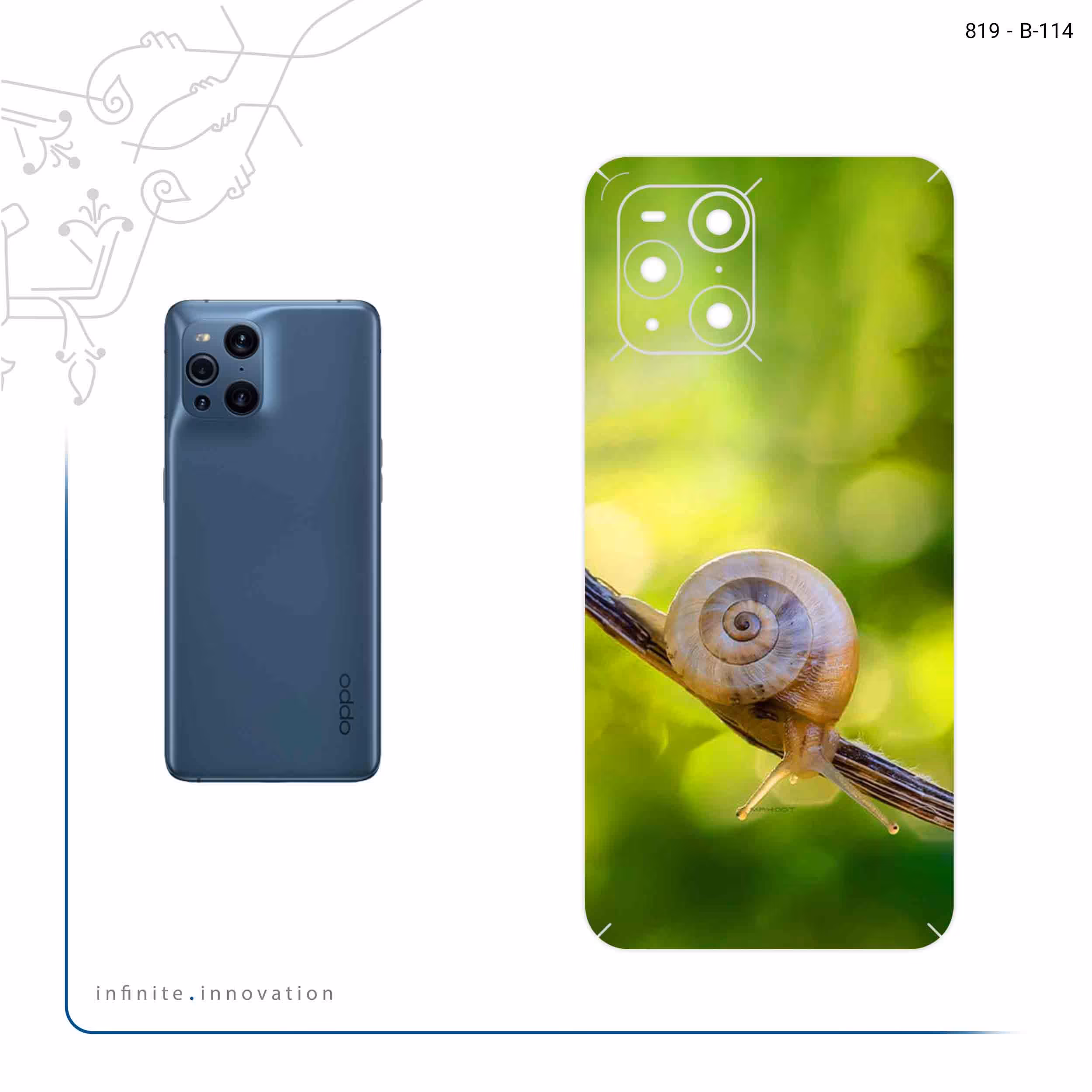 برچسب پوششی ماهوت مدل Snail مناسب برای گوشی موبایل اپو Find X3 Pro