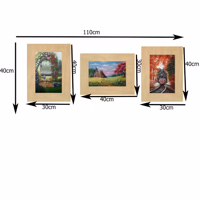 تابلو نقاشی رنگ روغن طرح منظره کد 962 مجموعه 3 عددی