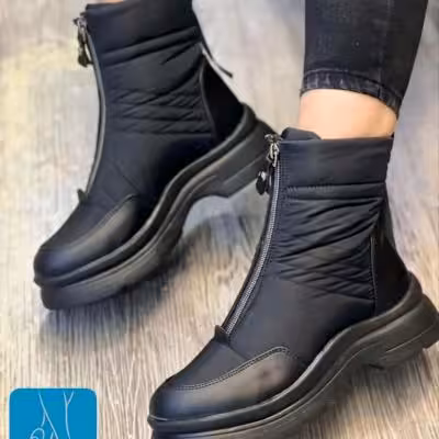 نیم بوت دخترانه جلو زیپ کاپشنی 6598