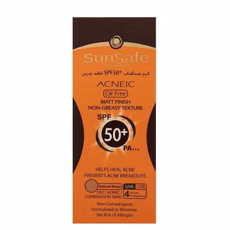کرم ضد آفتاب فاقد چربی SPF 50 سان سیف رنگ بژ طبیعی
