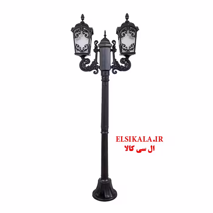 چراغ حیاطی مدل فلاور دوشعله مشکی  مسی سفید با پایه و بدون پایه