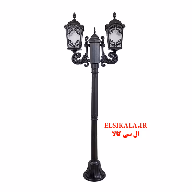 چراغ حیاطی مدل فلاور دوشعله مشکی  مسی سفید با پایه و بدون پایه