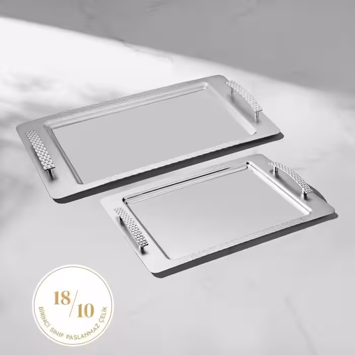 ست دو عددی سینی استیل ساتن Nehir (نحیر) مدل Sırma – ترکیبی از طراحی کلاسیک و کیفیت برای آشپزخانه‌های حرفه‌ای و خانگی