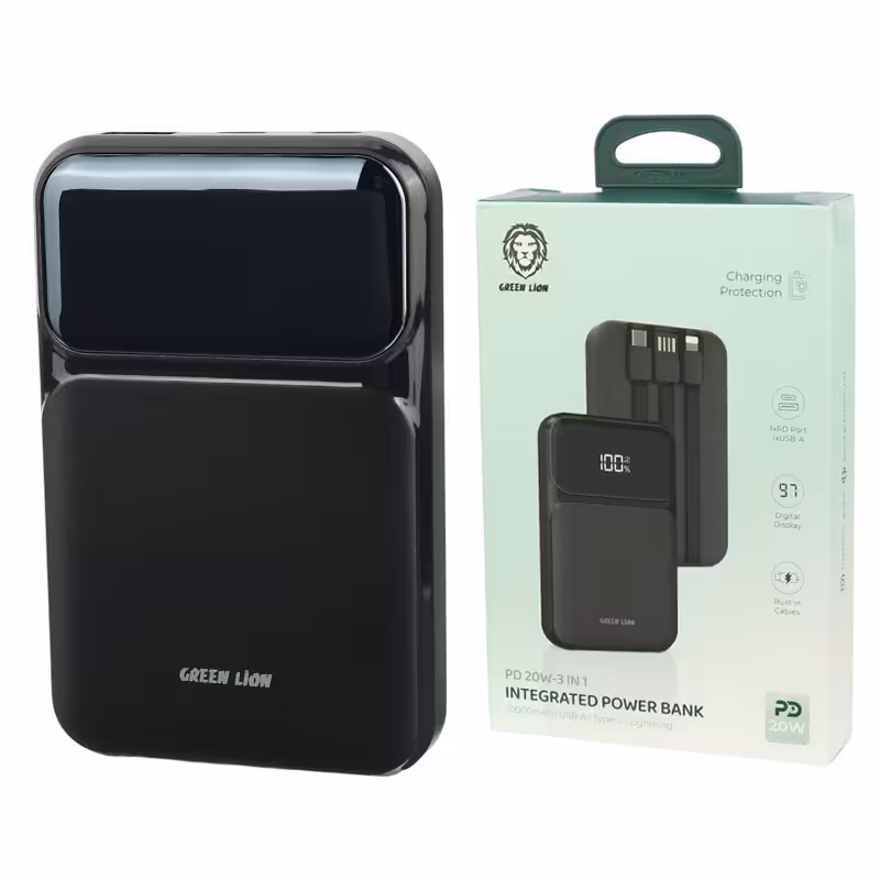 پاور بانک گرین لاین مدل GN3N1PB10PDBK ظرفیت 10000 میلی آمپر ساعت