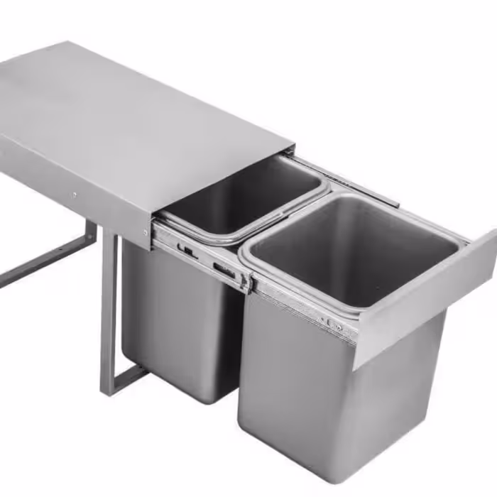 سطل زباله ریلی داخل کابینتی  دومخزن  16 لیتری  نصب راحت ( پس کرایه )