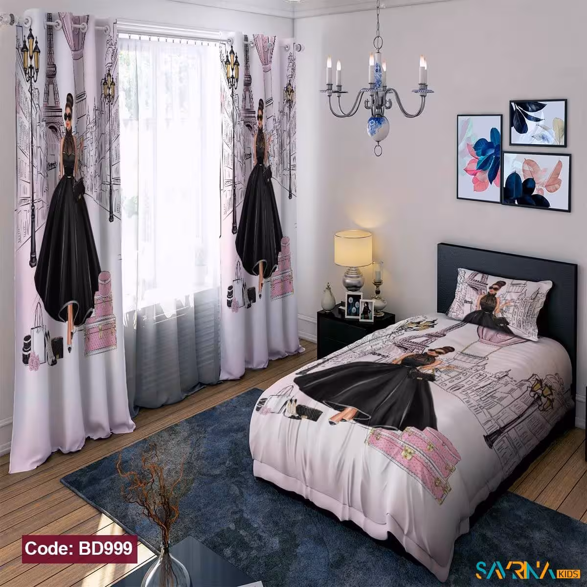 ست اتاق خواب دخترانه طرح مدلینگ کد BD999