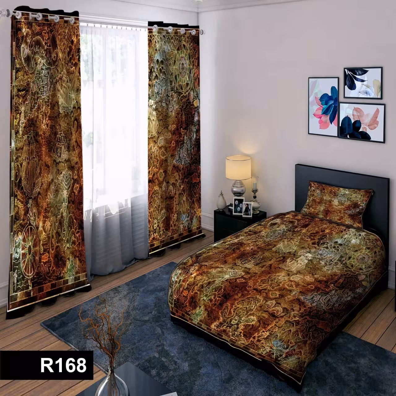 رو تختی یک نفره سه بعدی کد 168