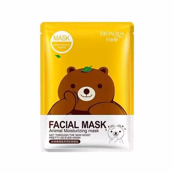 ماسک صورت ورقه‌ای چای سبز بیوآکوا (طرح خرس)