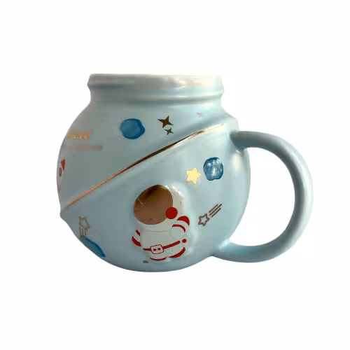 ماگ سرامیکی کره ای درب آیینه ای طرح فضانورد