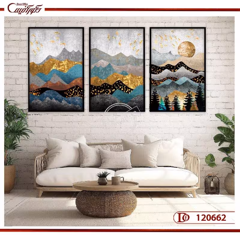 تابلو سه‌تکه‌ی مدرن کوهستان L120662