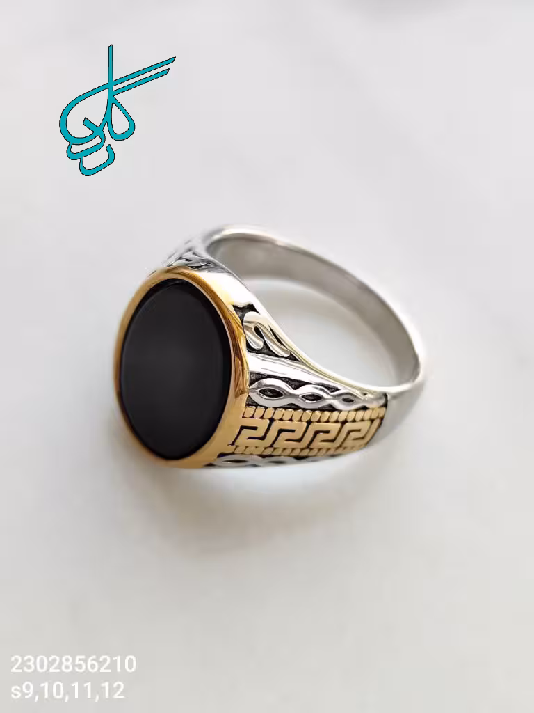 خرید انگشتر مردانه استیل رنگ مشکی کیفیت عالی رنگ ثابت کد 2016512 - ردگل