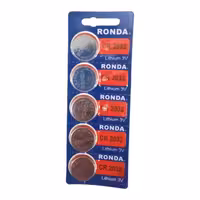 باتری سکه ای روندا مدل CR2032 ظرفیت 220 میلی آمپر بسته 5 عددی