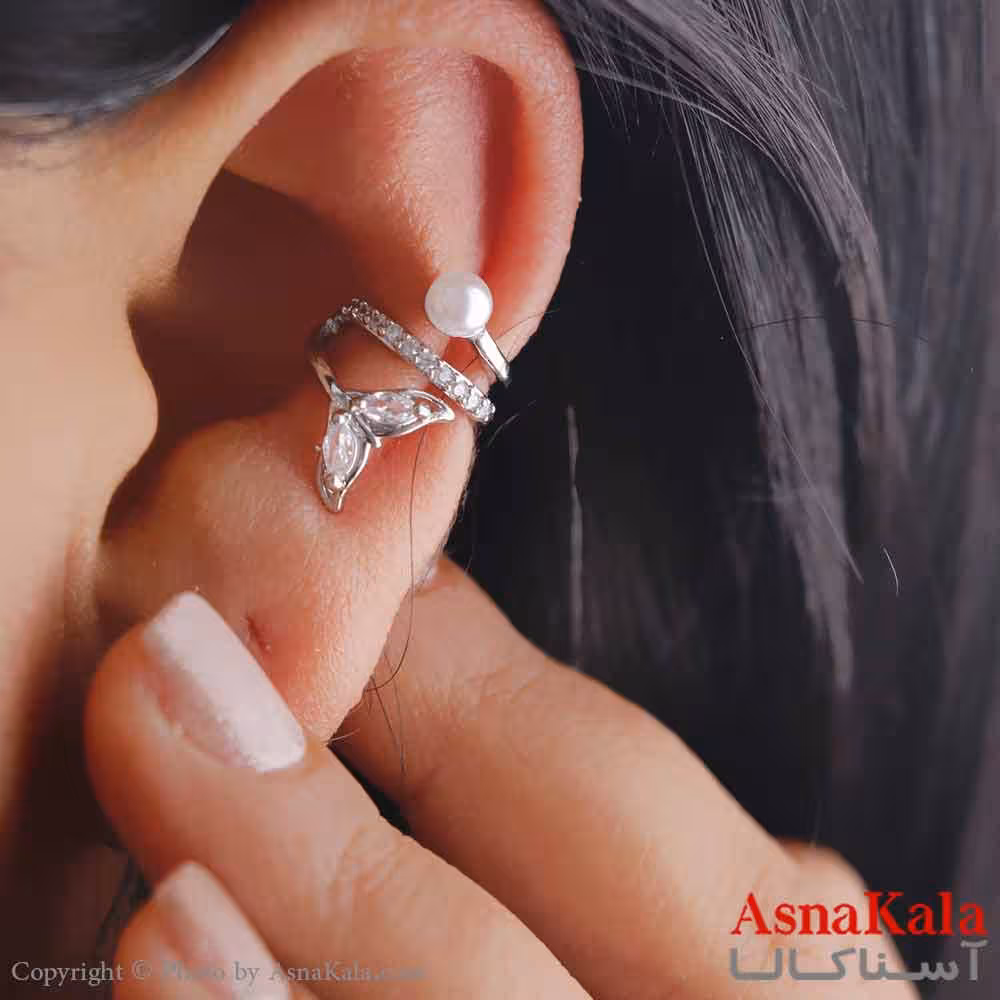 گوشواره دخترانه مینیمال مدل ایرکاف دم وال استیل 316 کد GSH15659W