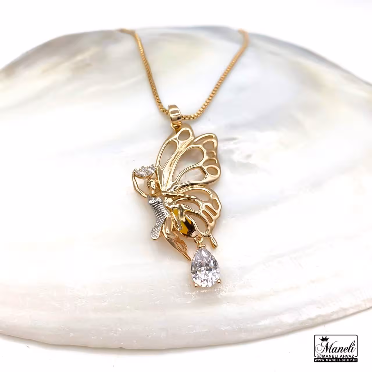 گردنبند فرشته نگین دار از بدلیجات برند ژوپینگ