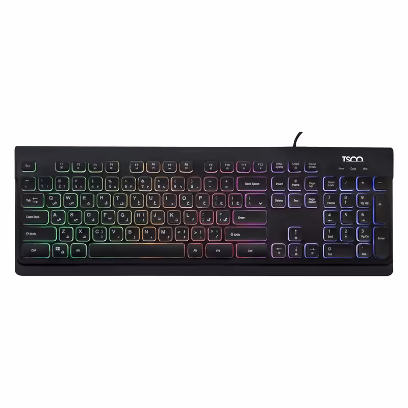 کیبورد گیمینگ تسکو مدل TK 8031، سوییچ ممبران، Full-Size، نورپردازی RGB