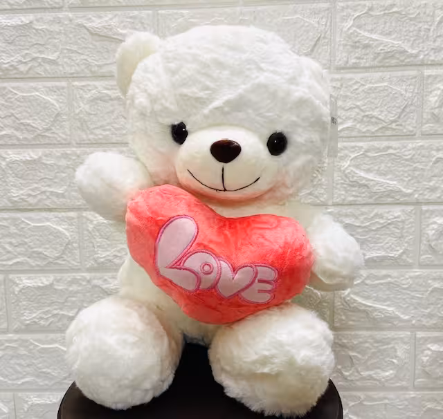 عروسک خرس قلبی سفید
