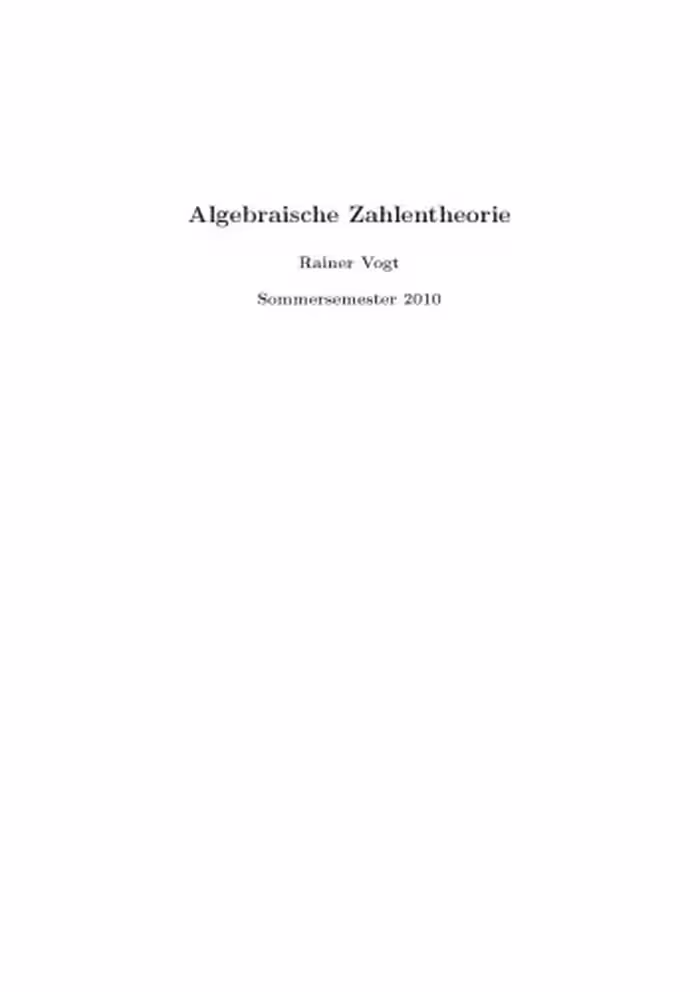خرید و دانلود نسخه کامل کتاب Algebraische Zahlentheorie [Lecture notes]