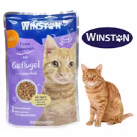 پوچ گربه وینستون Winston طعم مرغ در سس سبزیجات وزن 100 گرم  ( بسته بندی جدید )