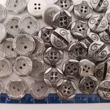 دکمه 24 طرح فلز نقره ای بسته ای