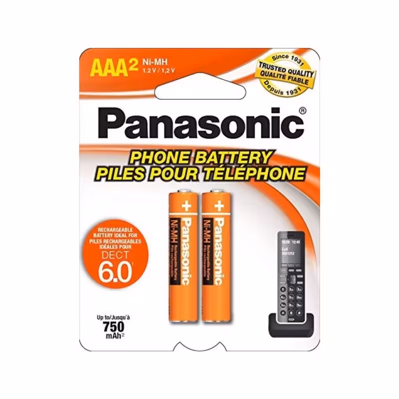 باتری نیم قلمی قابل شارژ پاناسونیک مدل 4DPA Ni-MH بسته دو عددی AAA