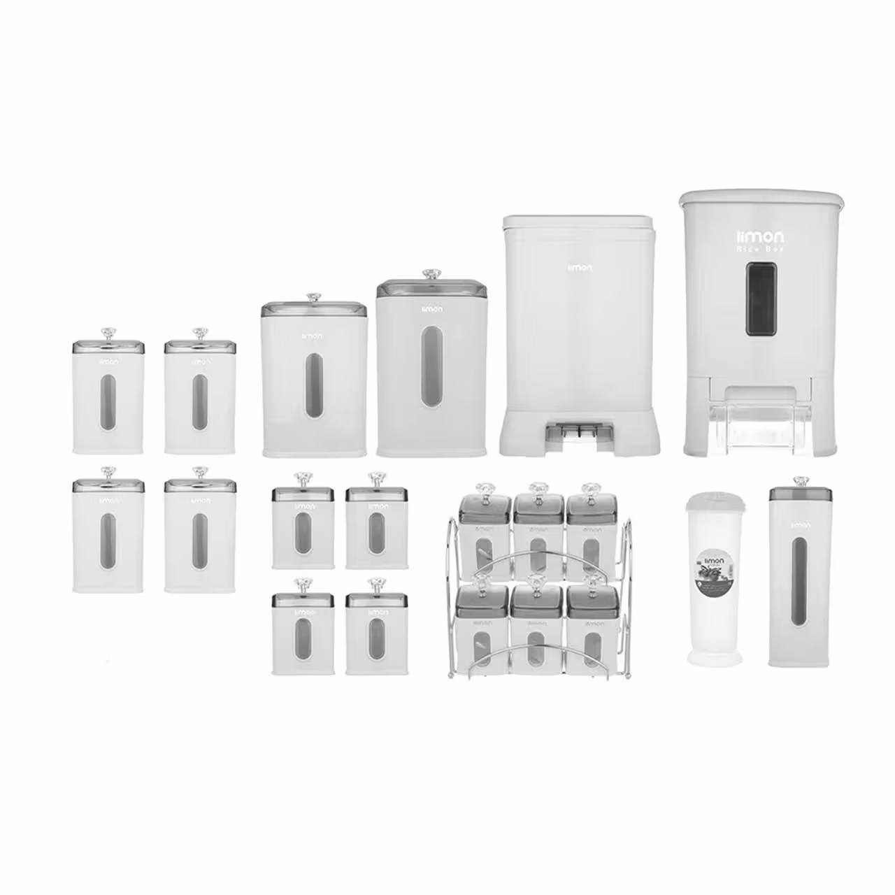 سرویس آشپزخانه 21 پارچه لیمون مدل چهارگوش با در شفاف