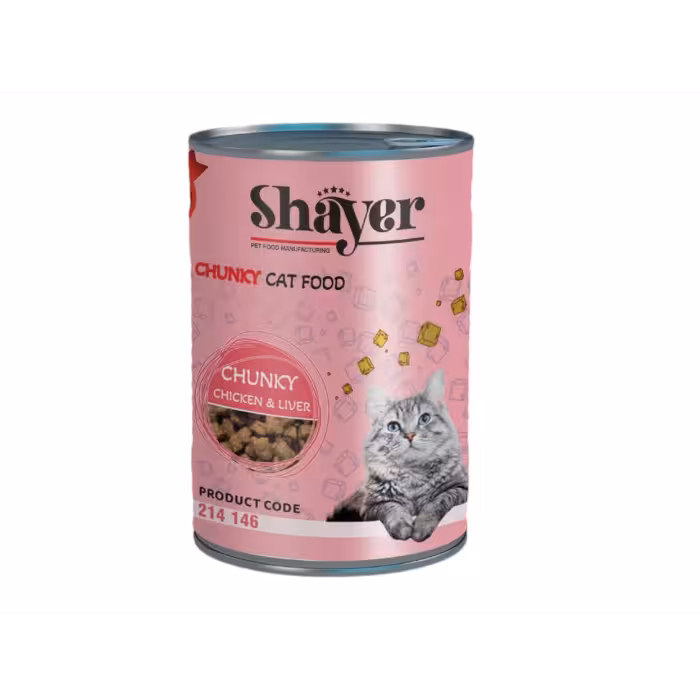 کنسرو گربه شایر چانک مرغ و جگر در سس (400 گرم)