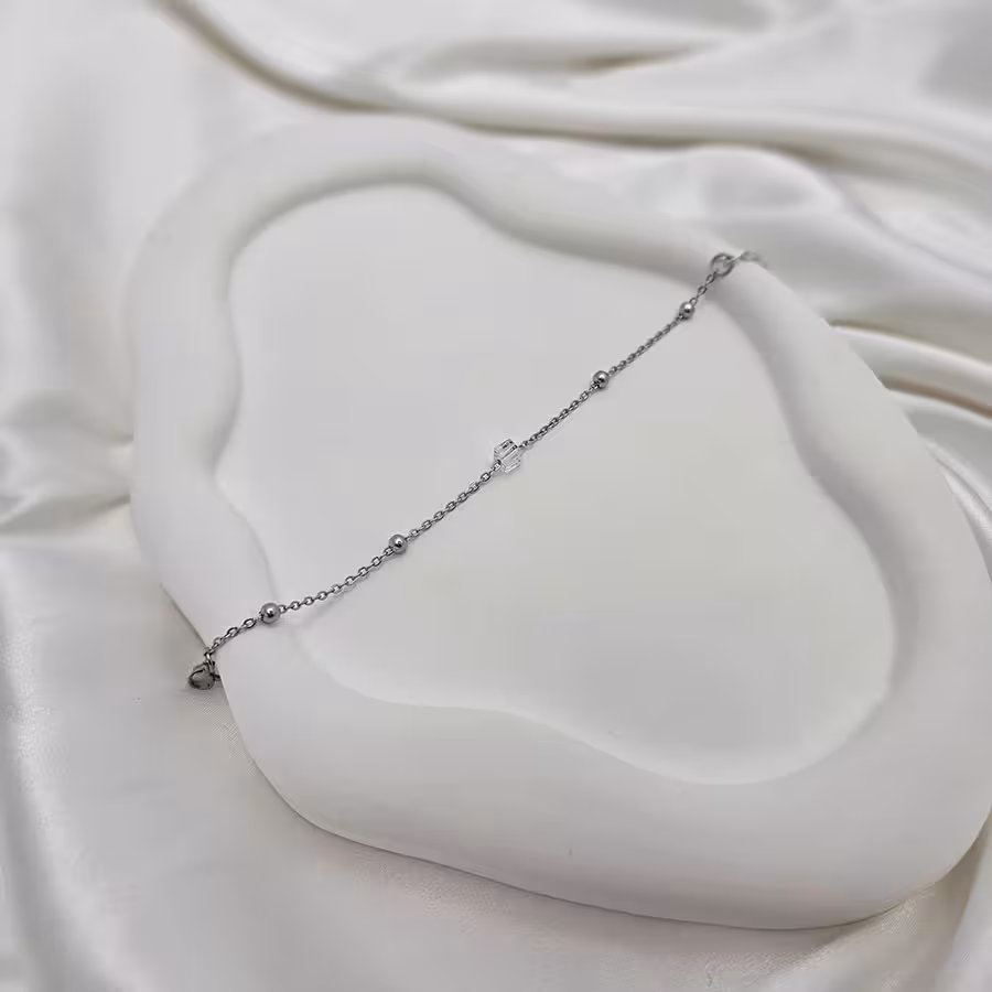 دستبند کریستالی هفت رنگ با زنجیر خلخال استیل