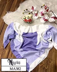 مینی اسکارف یاسی با مربع سفید و بنفش و حاشیه دو رنگ سفید و بنفش کد MA382