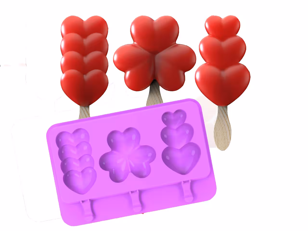 قالب بستنی قلب 3 رقمه