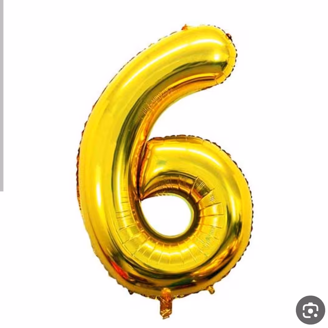 بادکنک فویلی عدد شش طلایی 32 اینچ