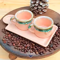 سرویس قهوه خوری دو نفره آسمان صورتی