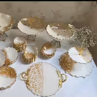 ظروف و سرویس پذیرایی رزینی جهیزیه عروس ست کامل 6نفره