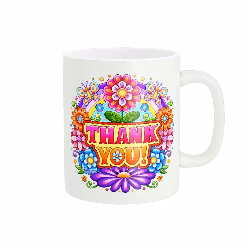 خرید ماگ-لیوان پادآفرین تشکر Thank You گل کد PM112