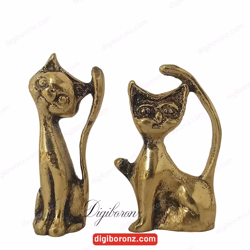 مجسمه برنجی برنزی مدل گربه جفتی