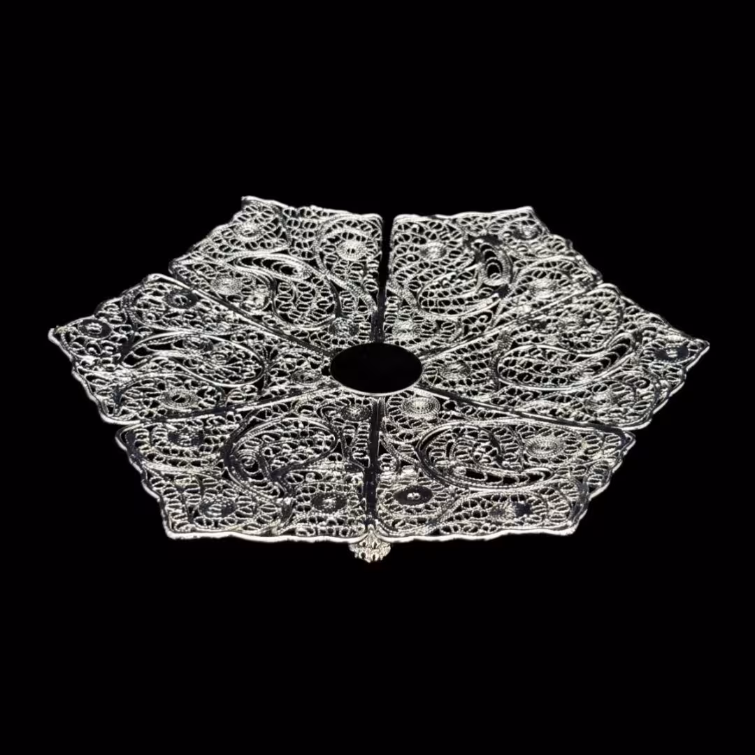 ظروف ملیله کاری شیرینی خوری 6 ضلعی پایه کوتاه