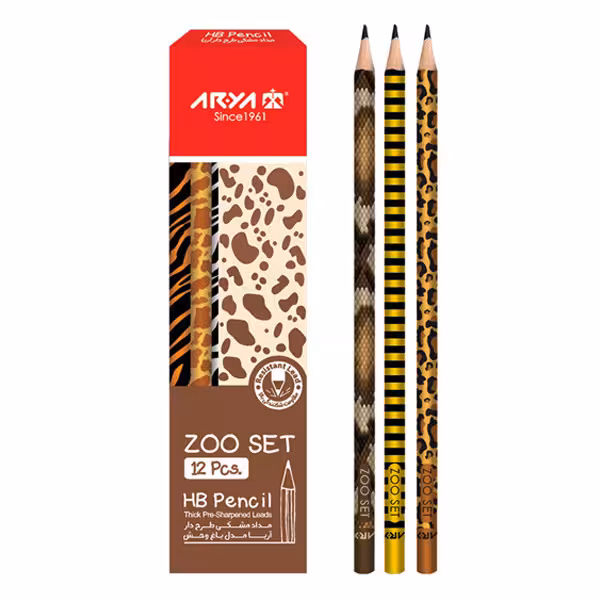 مداد مشکی فانتزی ۱۲عددی پلنگی آریا