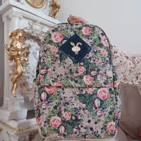کوله پشتی گلدار پارچه ای  دخترانه سبک و جادار (تولیدی ریحانه )