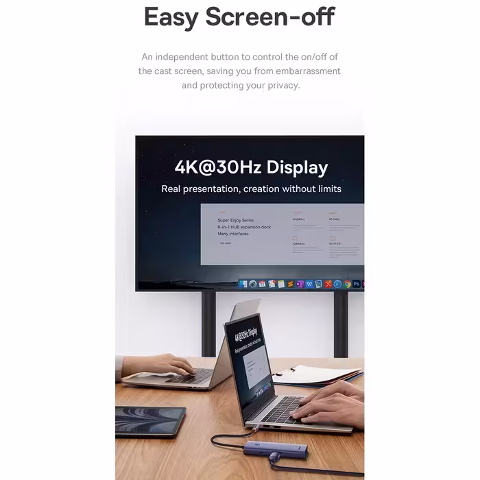 هاب 6 پورت USB-C باسئوس مدل UltraJoy Clarity New