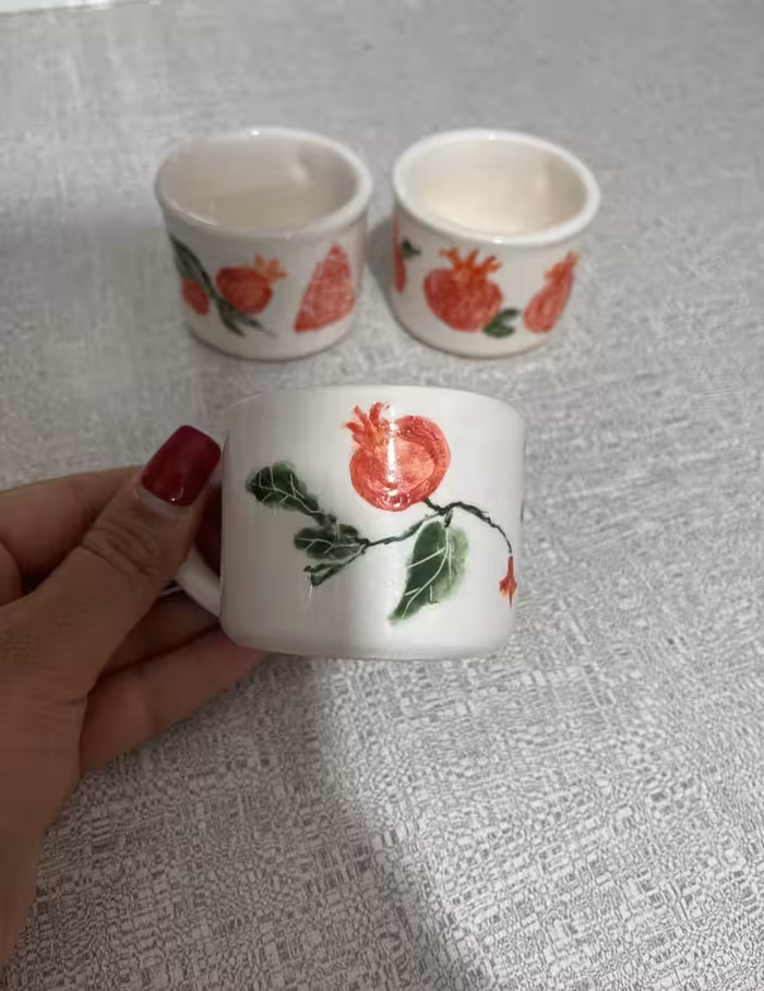 سفال سرامیکی فنجان کوچک دست ساز