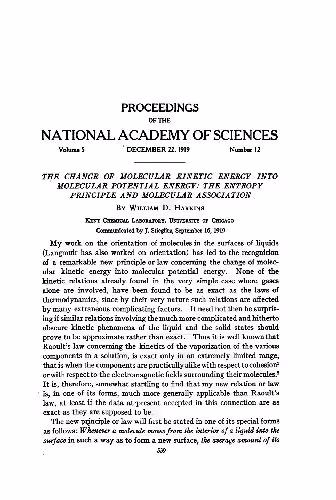 خرید و دانلود نسخه کامل کتاب The Change of Molecular Kinetic Energy into Molecular Potential Energy The Entropy Principle and Molecular Association