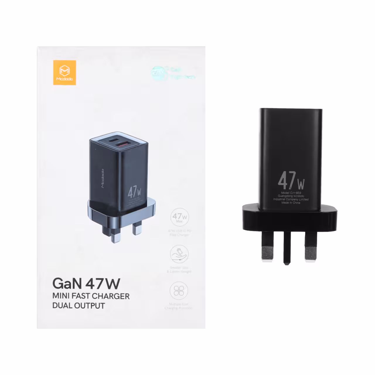 شارژر دیواری 47W فست و PD دو پورت Mcdodo مدل CH-8591 - مشکی