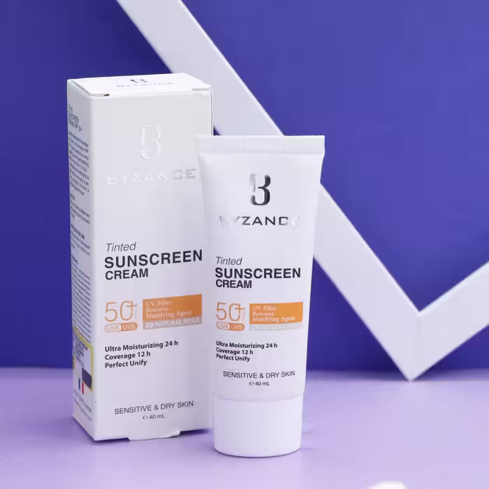 کرم ضد آفتاب رنگی پوست خشک 20 BYZANCE بیزانس 40 میل SPF50 کد 91929