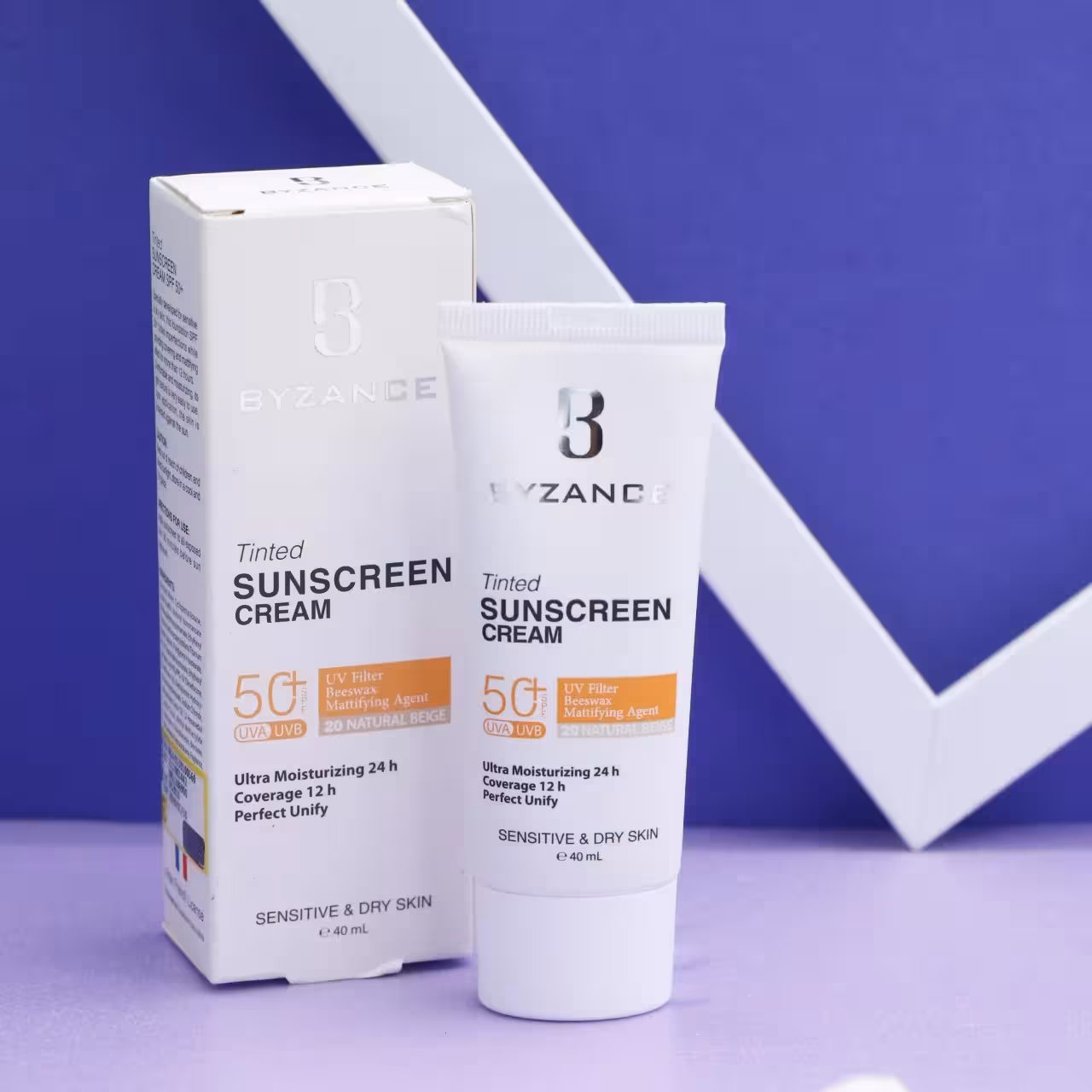 کرم ضد آفتاب رنگی پوست خشک 20 BYZANCE بیزانس 40 میل SPF50 کد 91929