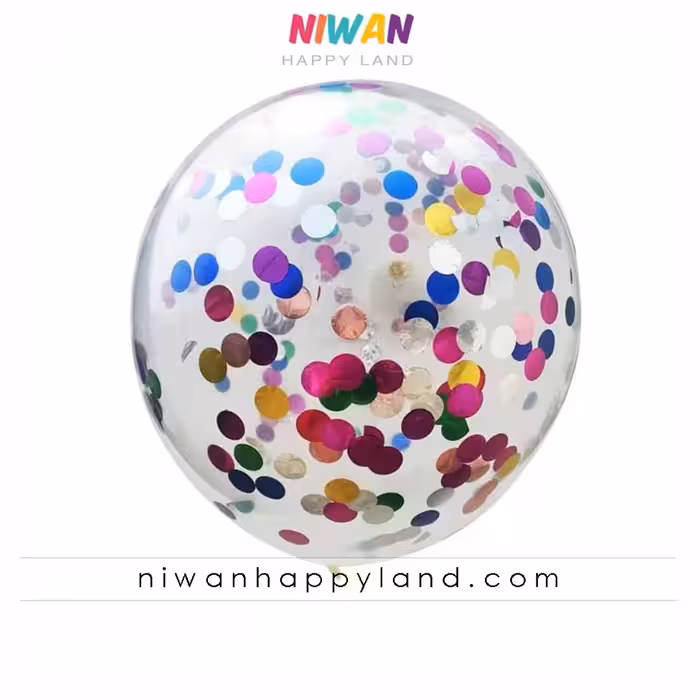 بادکنک شفاف پولکی رنگی