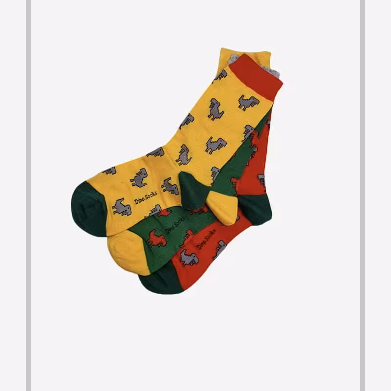 جوراب ساقدار داینوساکس طرح سه لنگه دایناسور گوگل